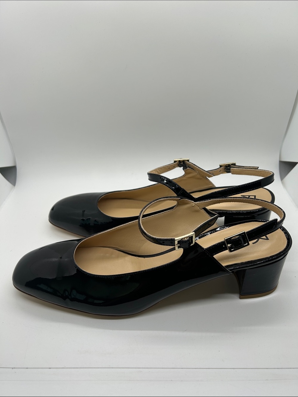 Fabio Rusconi Black Patent Square Toe Slingback Heels Shoes **Size 39/US 9**š„š„ - Picture 5 of 8